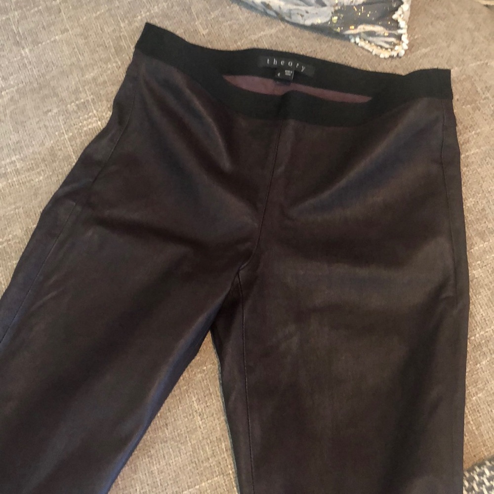 Eggplant lamb leather theory leggings never worn